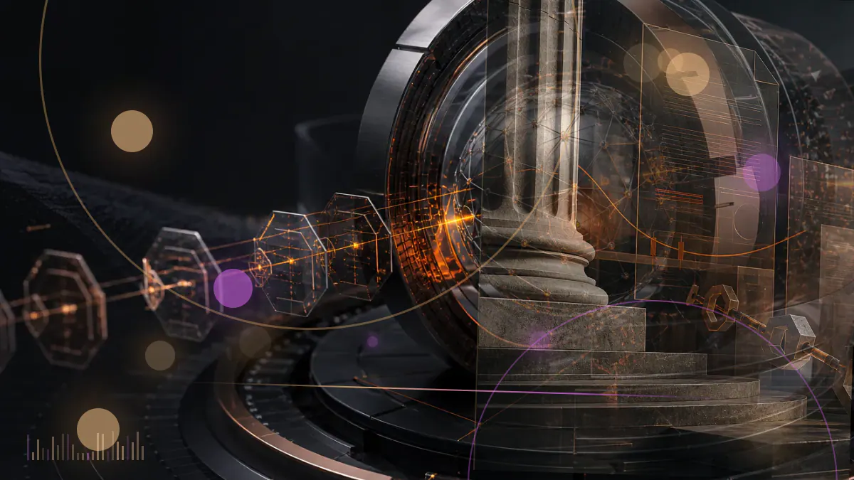 Conceptual illustration of intersecting United States, South Korean and Montenegrin legal documents above a fractured Terra blockchain network