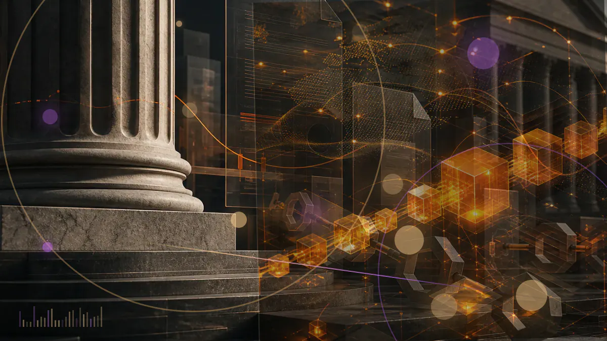 Conceptual illustration of a Wall Street institutional holdings report containing shares of a bitcoin-backed exchange-traded product