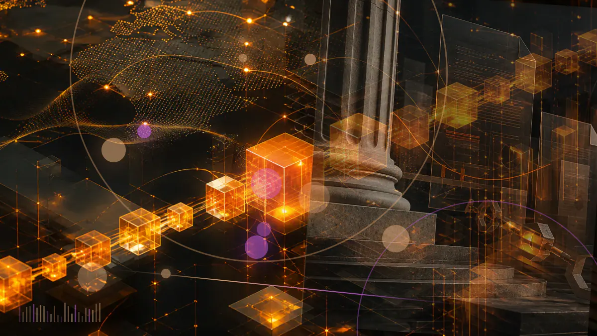 Conceptual illustration of crypto treasury company shares passing through an institutional index-screening framework