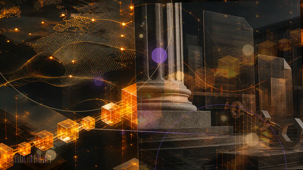 Conceptual illustration of a Mt. Gox rehabilitation ledger with a court deadline moving from March to July 2020 while bitcoin creditors wait
