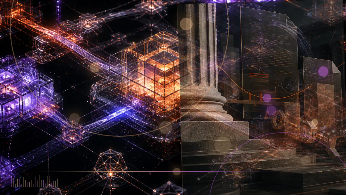 Conceptual illustration of Bitcoin and Ethereum reference-rate signals entering an institutional market-data network