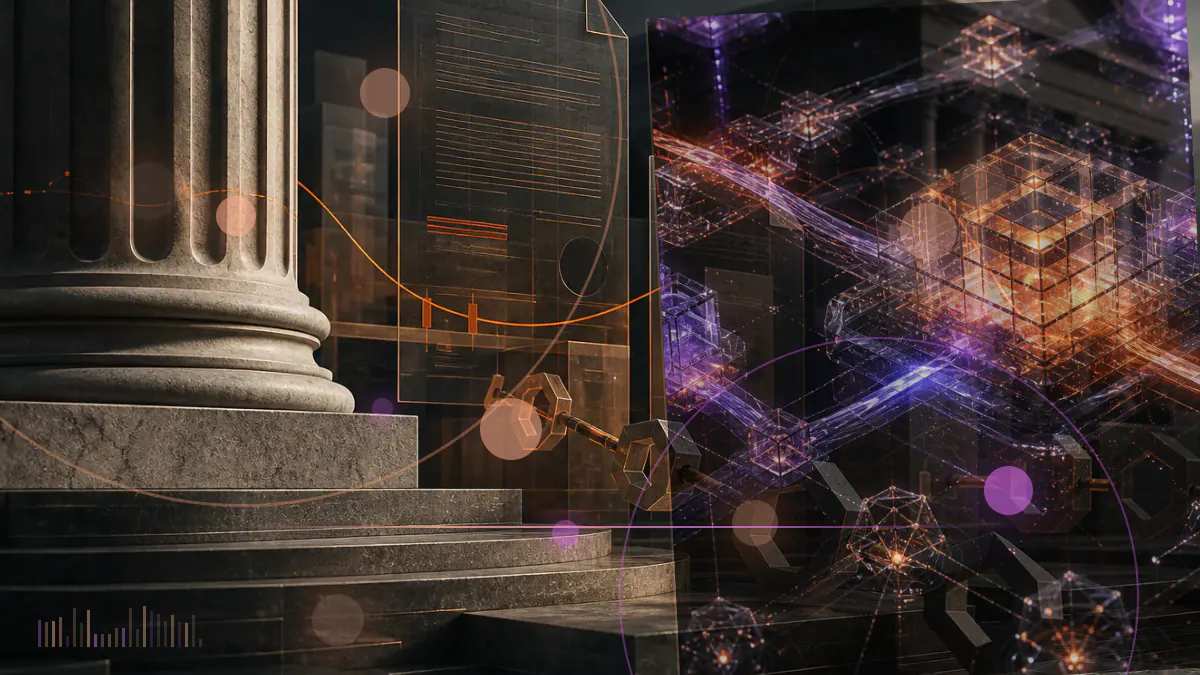 Conceptual illustration of a New Jersey securities order interrupting cryptocurrency flows into an interest-bearing account
