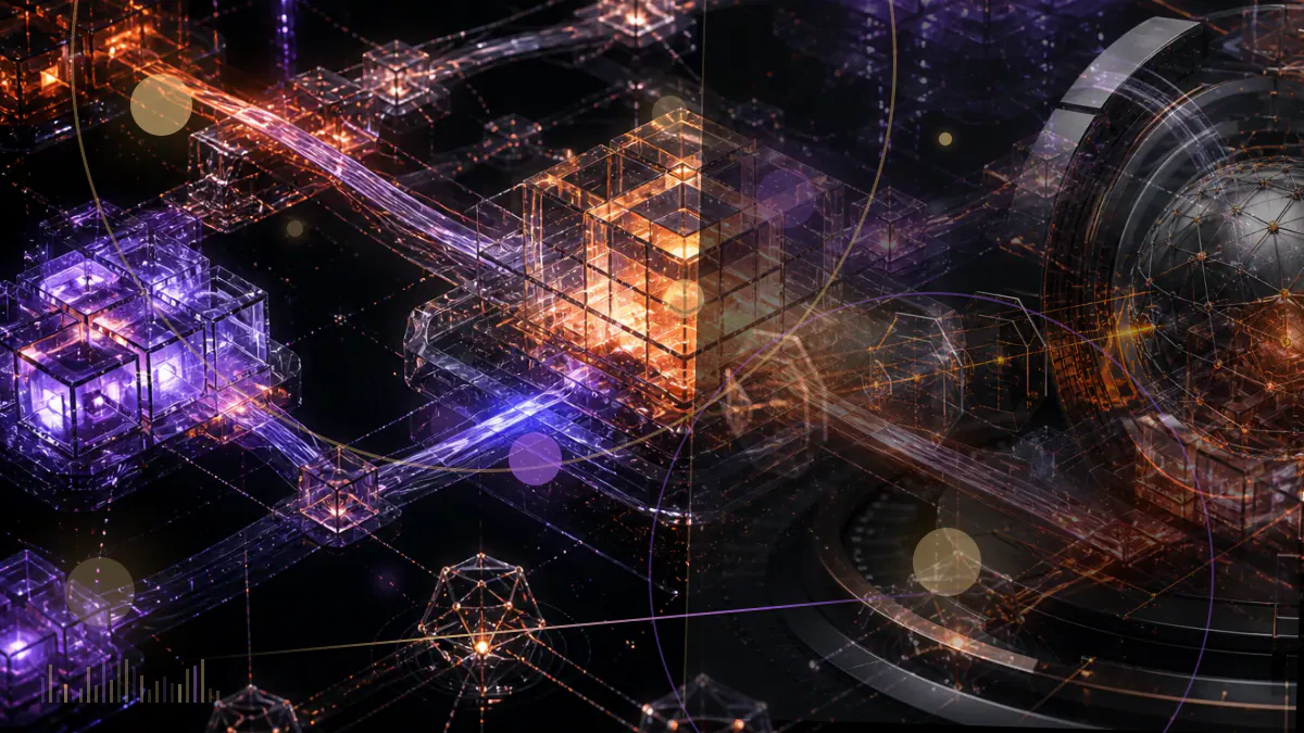Conceptual illustration of Ethereum and Tron transaction paths intersecting with a sanctions ledger and an oil-shipping network