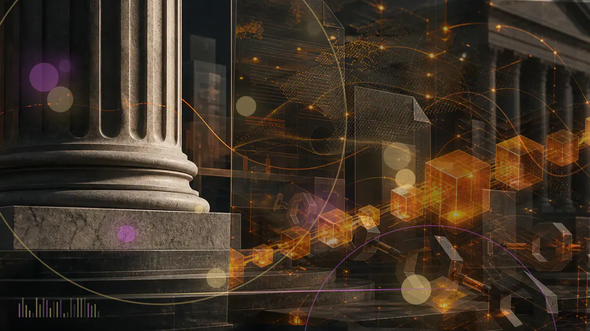 Conceptual illustration of institutional capital flowing into regulated cryptocurrency custody, trading and settlement infrastructure