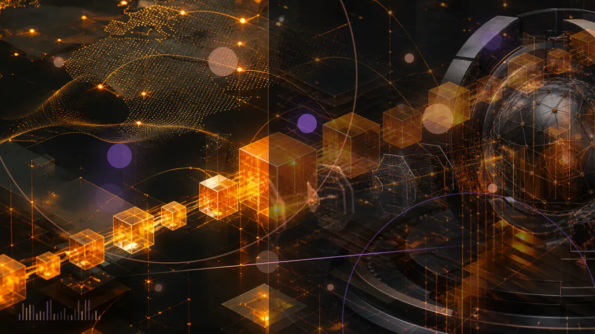 Conceptual illustration of a Telegram token network divided between an SEC enforcement order and a dissenting regulatory analysis