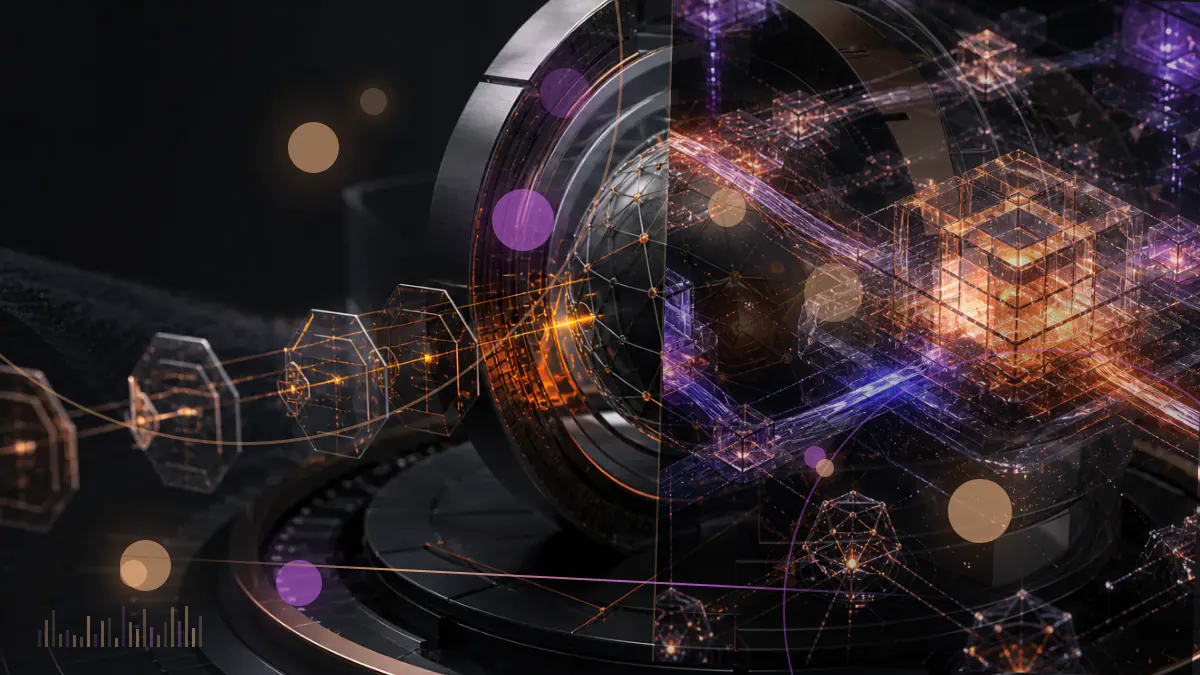 Conceptual illustration of a Polkadot-governed digital dollar connected to an external USDT reserve buffer and a future DOT collateral vault