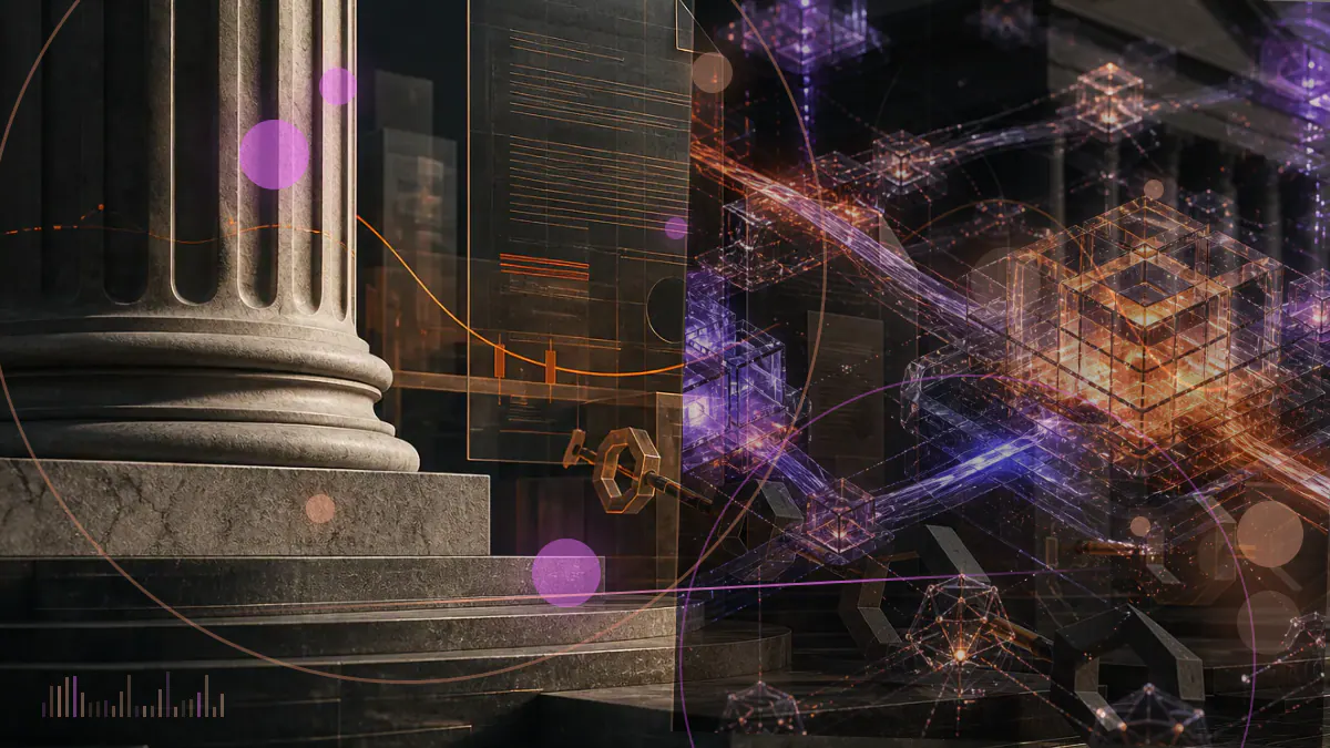 Conceptual illustration of a compromised cross-chain bridge releasing digital assets across three interconnected blockchain networks