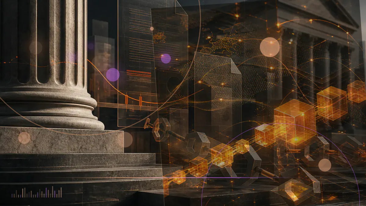 Conceptual illustration of interconnected zero-knowledge blockchain networks converging into a unified Polygon layer