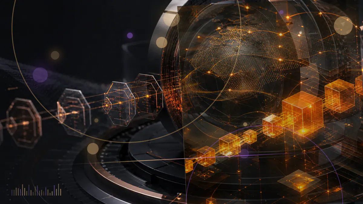 Conceptual illustration of the U.S. Capitol and Federal Reserve framed by cryptocurrency network symbols and international sanctions lines