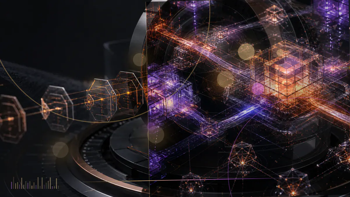 Conceptual illustration of Russian government and central-bank documents converging around Bitcoin mining equipment and electrical infrastructure