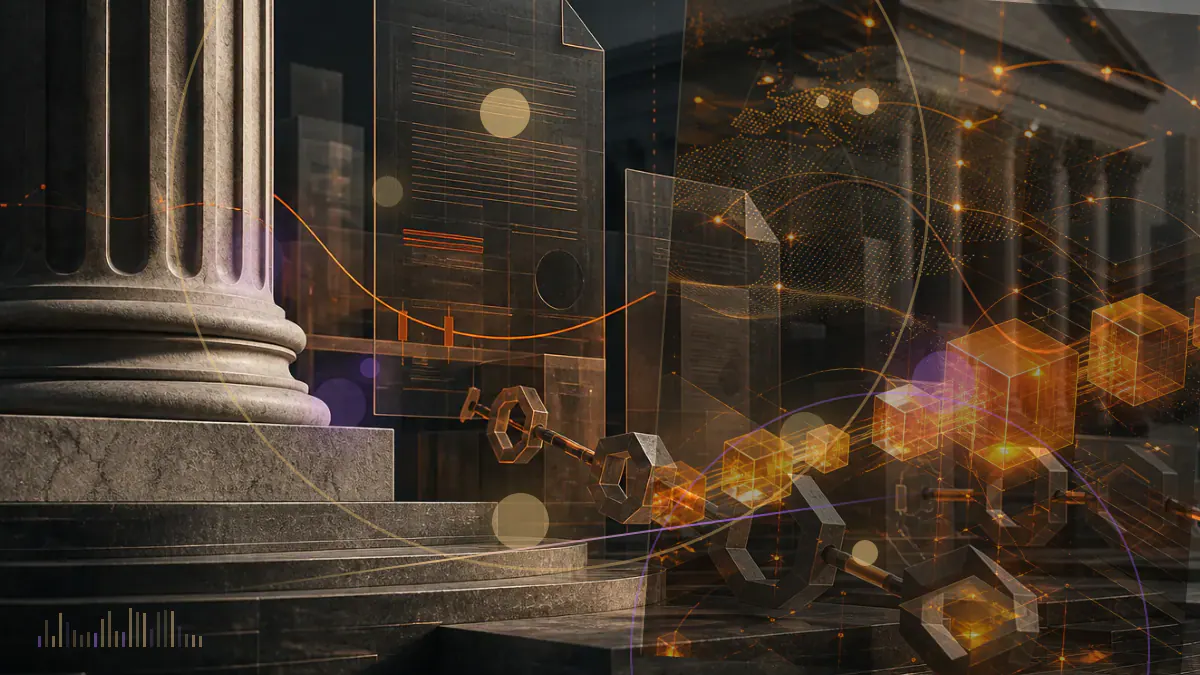Conceptual illustration of an inaccessible cryptocurrency cold-storage vault beside an exchange ledger showing unresolved customer claims