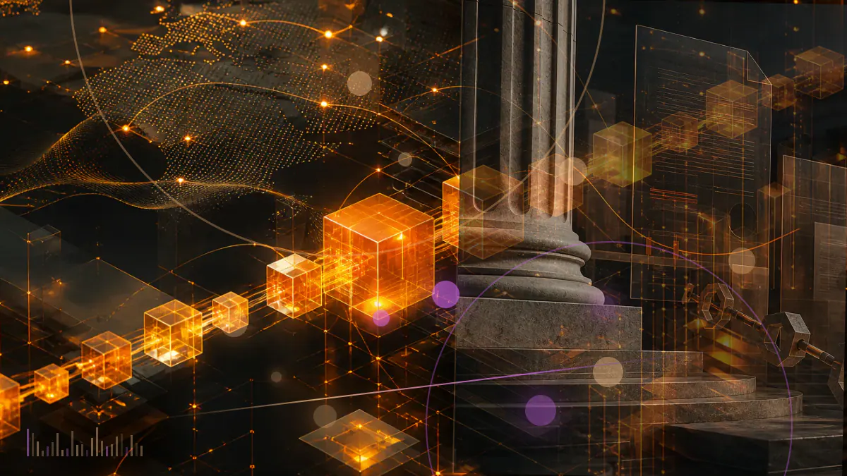 Conceptual illustration of specialized cryptocurrency-mining chips moving through a semiconductor foundry