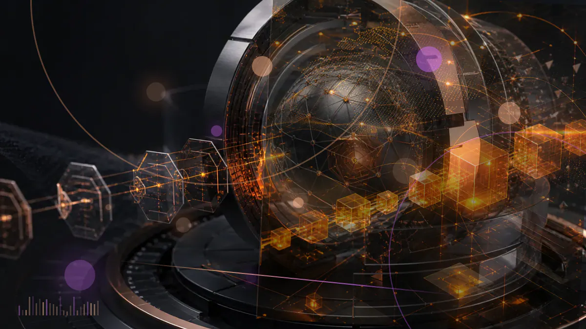 Conceptual illustration of a cryptocurrency trading platform divided into exchange, brokerage and clearing functions beneath a regulatory filing