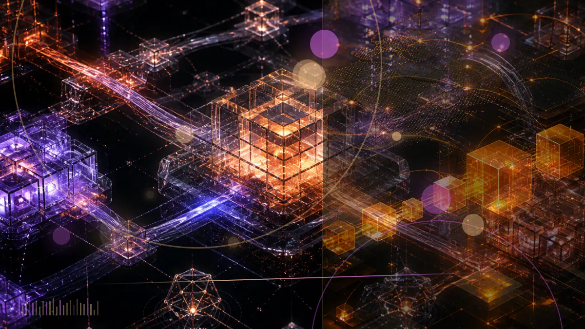 Conceptual illustration of a fractured cryptocurrency lending network between civil court papers and a federal guilty plea