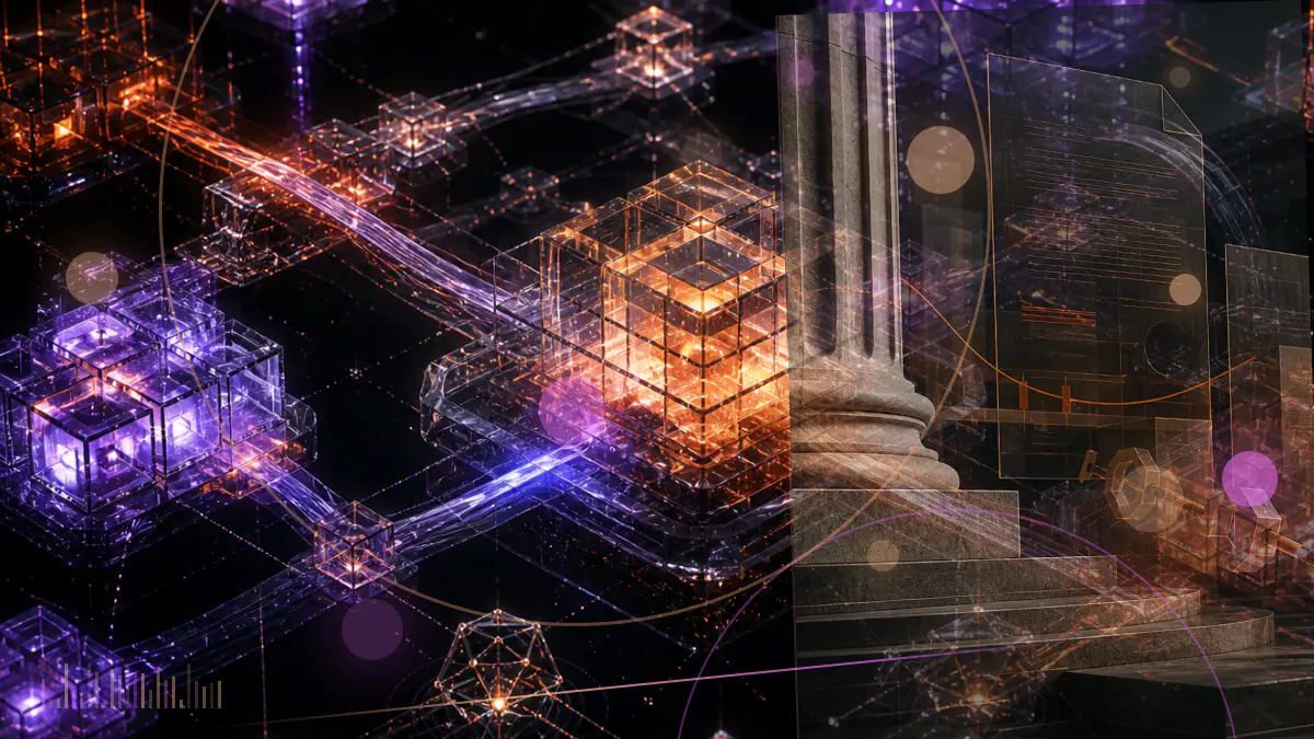 Conceptual illustration of a digital token offering under examination beside payment-card and federal court motifs