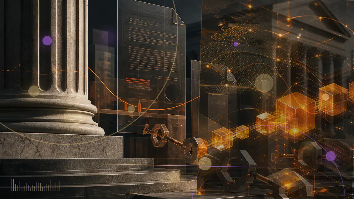 Conceptual illustration of a digital-asset investment fund passing through an SEC private-offering compliance framework
