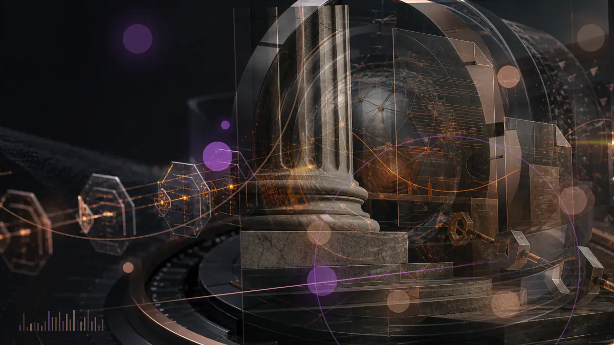 Conceptual illustration of ether fund registration documents moving through layered regulatory review gates
