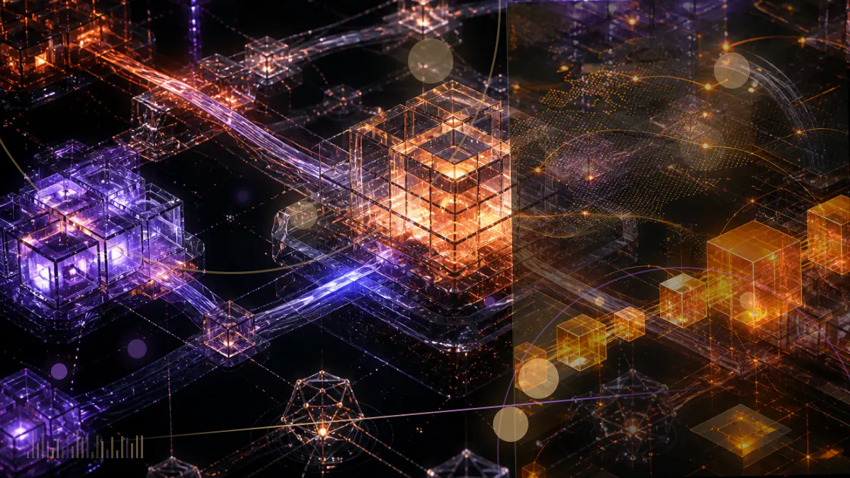 Conceptual illustration of a cryptocurrency investment fund registration encountering a five-part SEC regulatory checkpoint