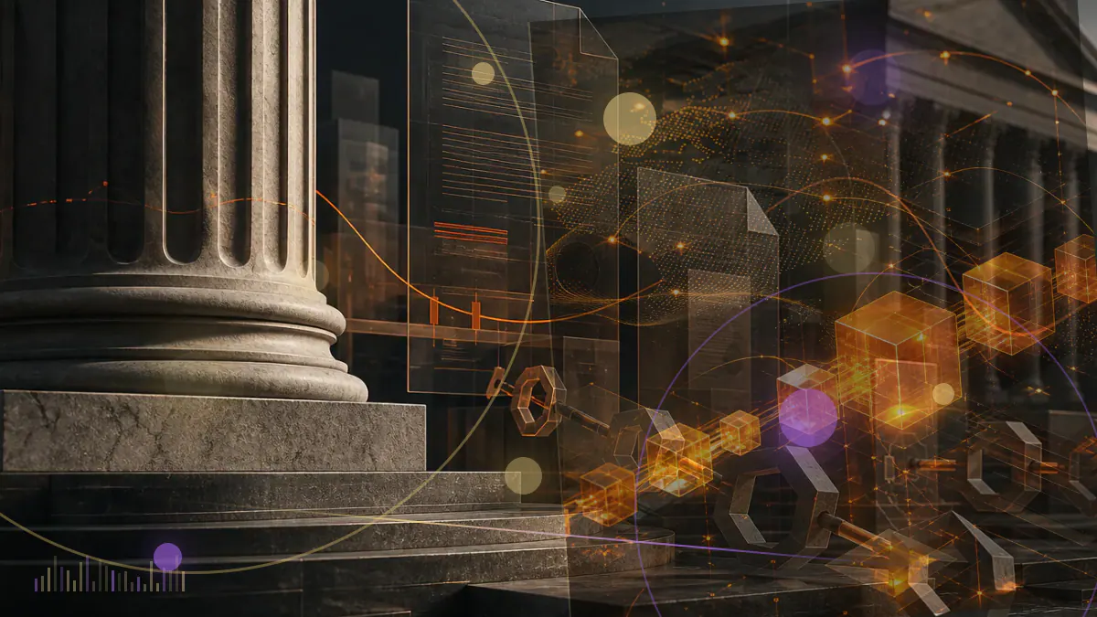 Conceptual illustration of federal court filings surrounding a crypto membership network and digital tokens