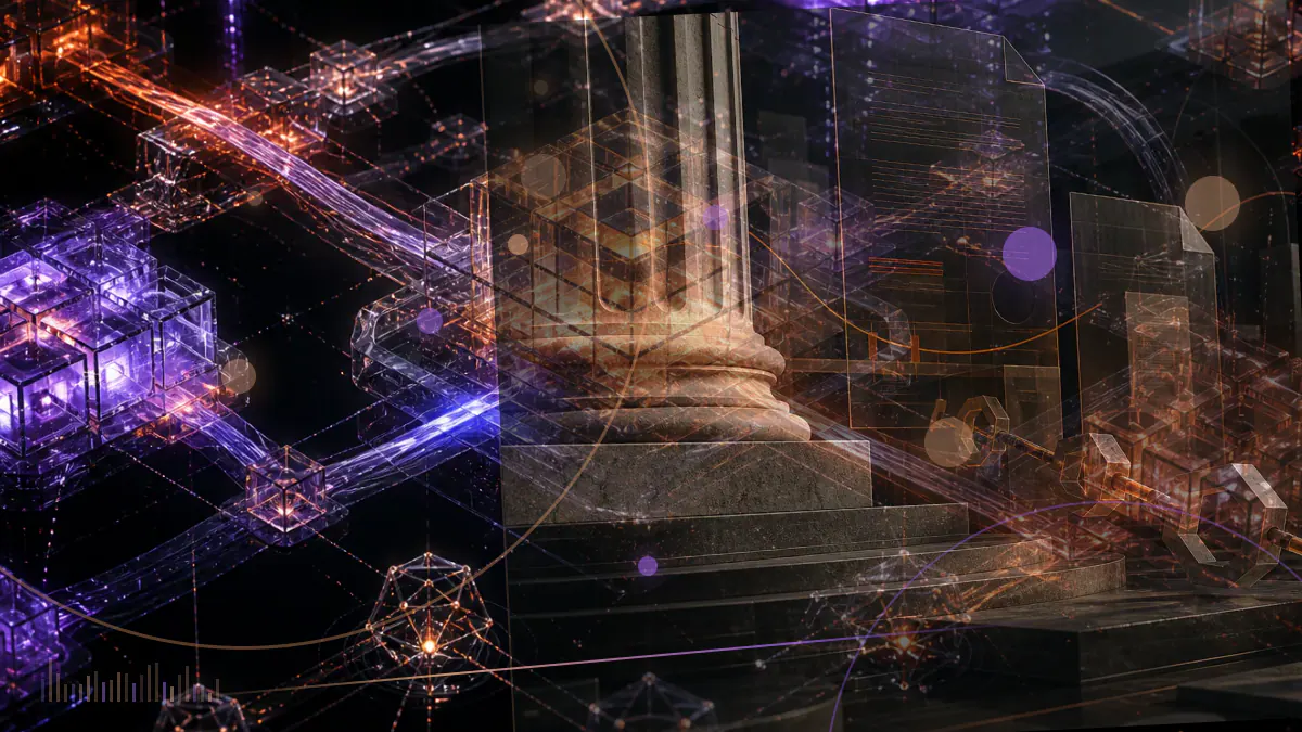 Conceptual illustration of a cryptocurrency token, mining claims and digital wallet records under parallel civil and criminal investigation