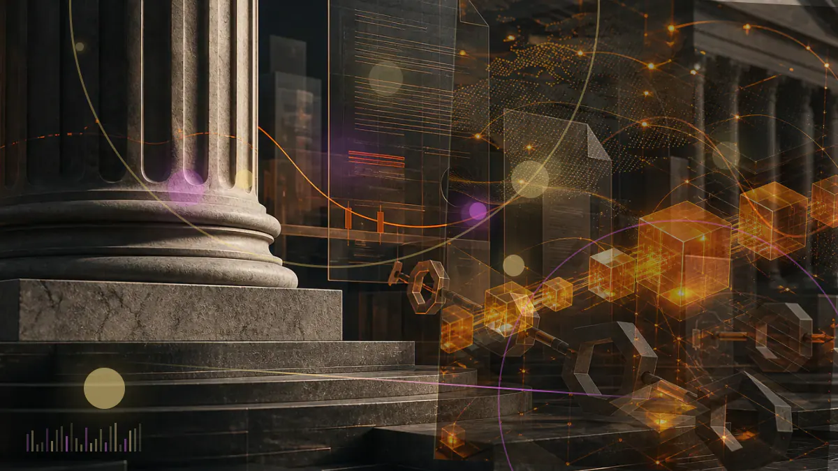 Conceptual illustration of two bitcoin exchange-product filings advancing along separate regulatory timelines toward SEC review dates