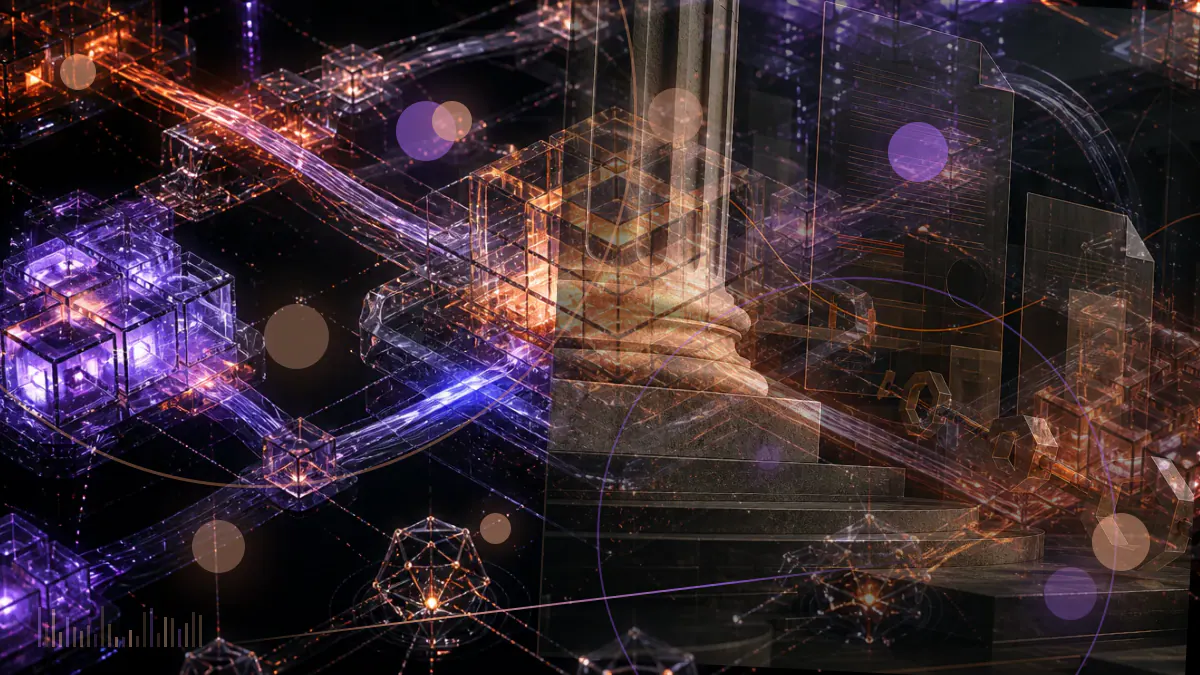 Conceptual illustration of a regulatory filing connecting bitcoin futures contracts to an exchange-traded fund structure
