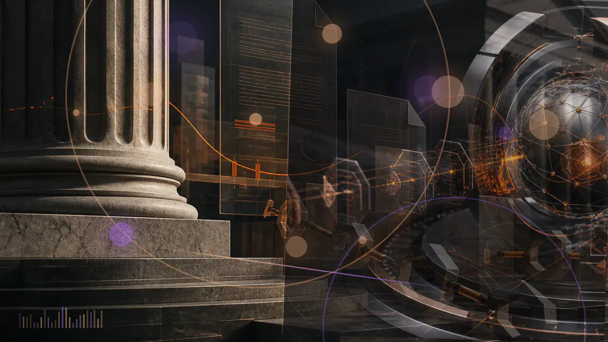 Conceptual illustration of a bitcoin-backed trust filing under review at a securities regulator