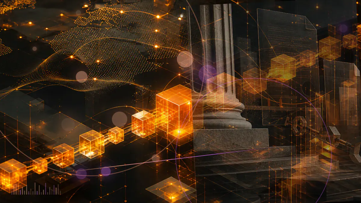 Conceptual illustration of a federal regulatory case file closing beside a stylized cryptocurrency exchange interface