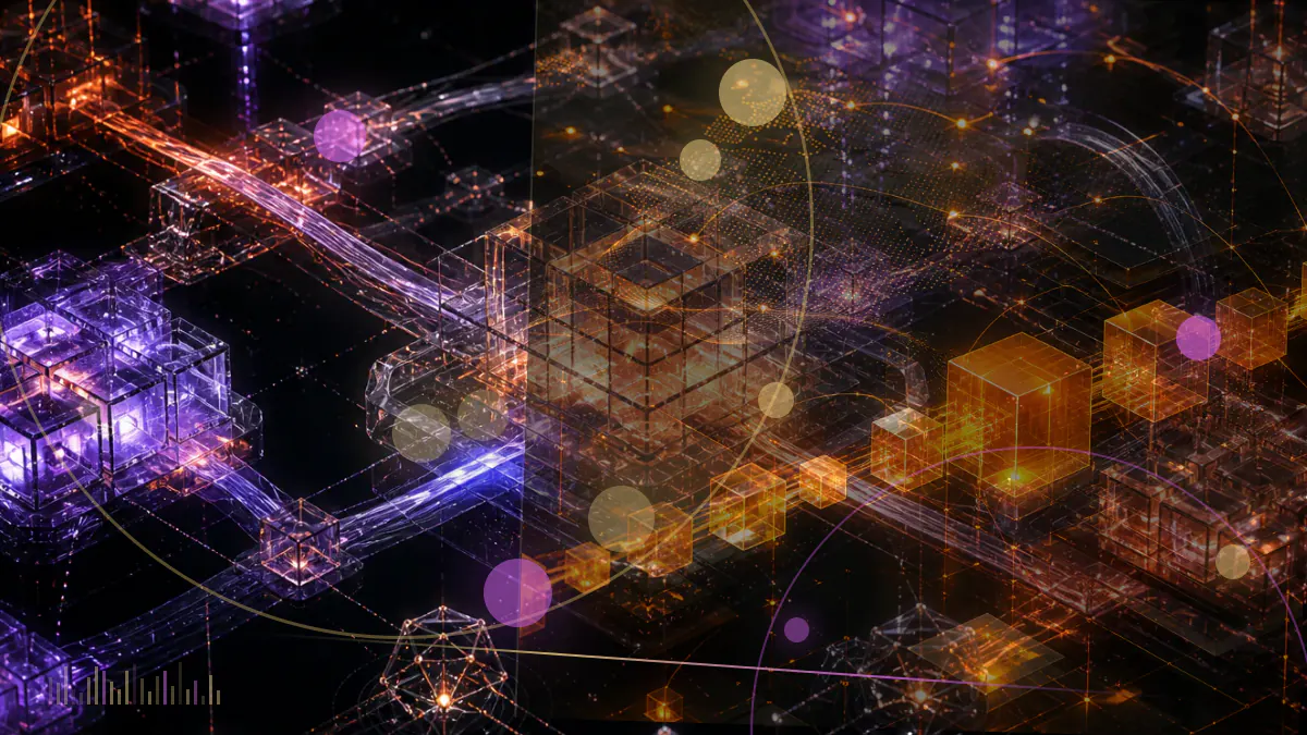Conceptual illustration of an SEC enforcement order beside an Ethereum token-trading interface, off-chain order book and blockchain smart contract