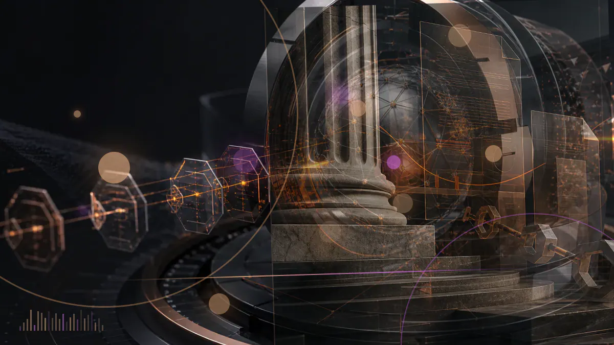 Conceptual illustration of four institutional bitcoin product filings entering a regulatory review ledger