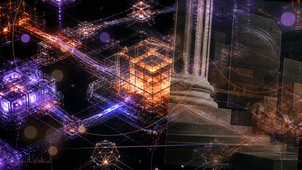 Conceptual illustration of Gram tokens halted at a legal barrier before the planned Telegram Open Network launch