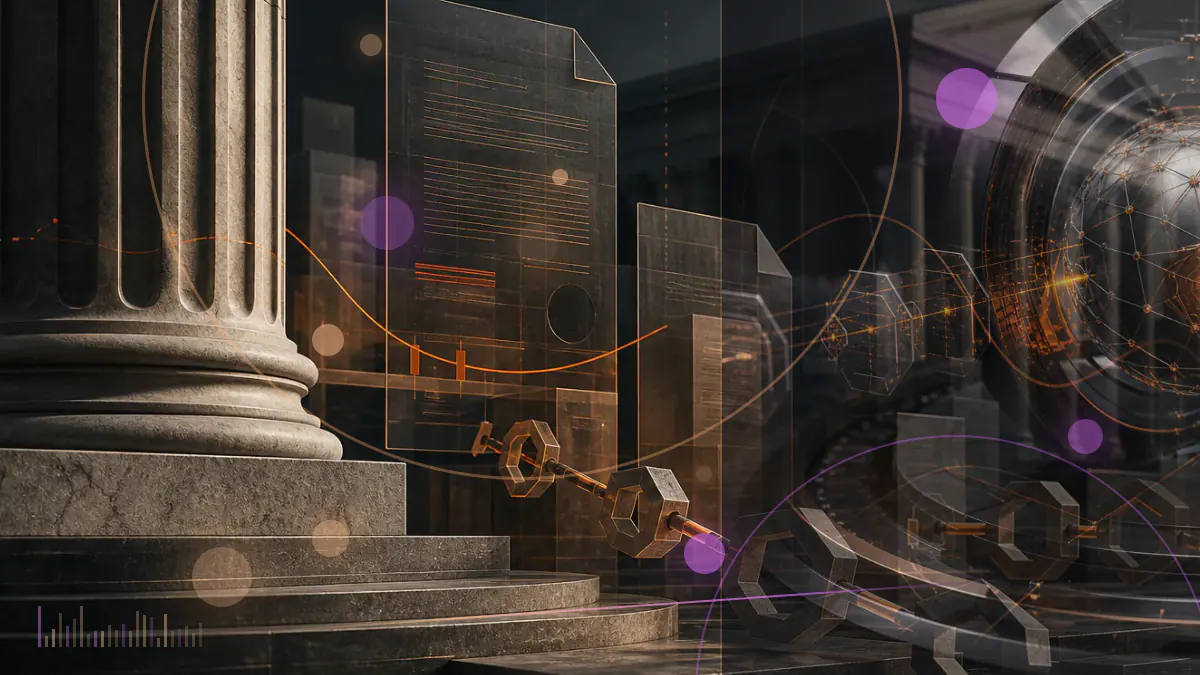 Conceptual illustration of a digital asset token moving through a transparent securities-lending reporting network