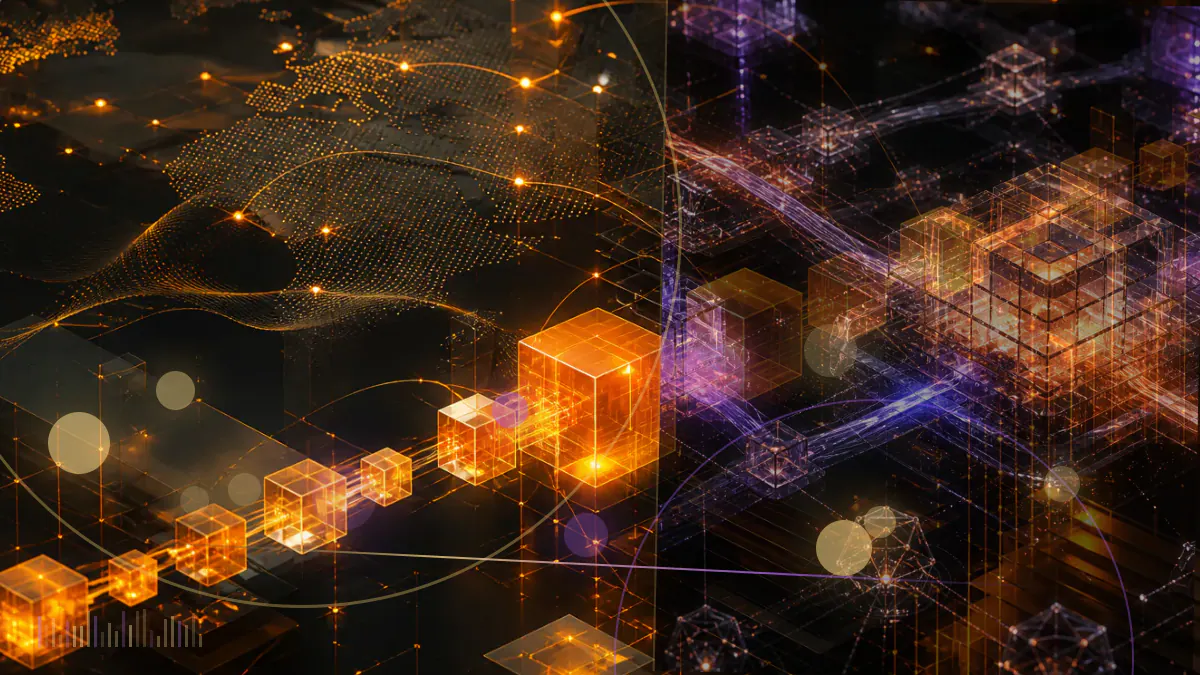 Conceptual illustration of digital-asset tokens moving through an institutional exchange-listing framework