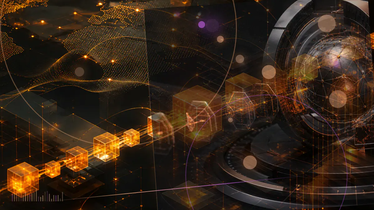 Conceptual illustration of an ether symbol above regulatory documents and an exchange-traded fund ledger