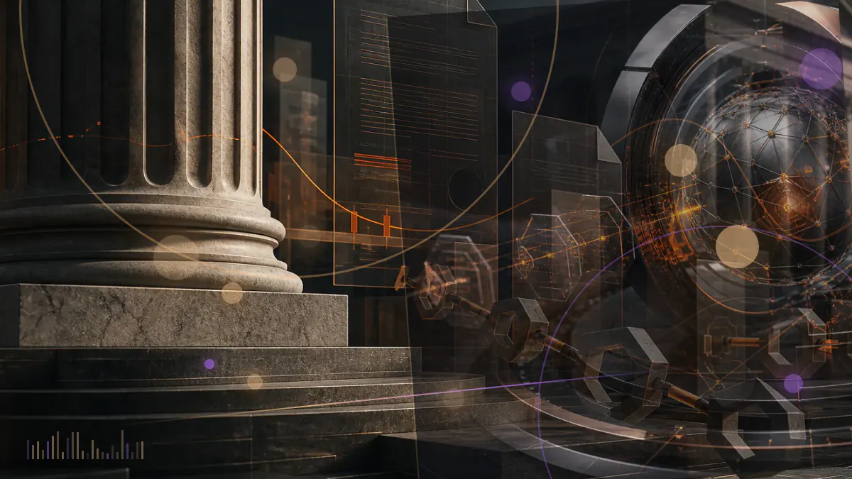 Conceptual illustration of a bitcoin symbol entering a regulated exchange-traded fund document and public-comment process