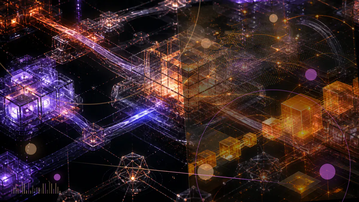 Conceptual illustration of diverging U.S. regulatory pathways connecting an SEC ledger, cryptocurrency markets and blockchain entrepreneurs