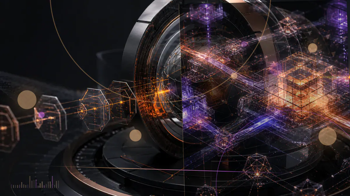 Conceptual illustration of graphics processors, cryptocurrency-mining calculations and an SEC enforcement document