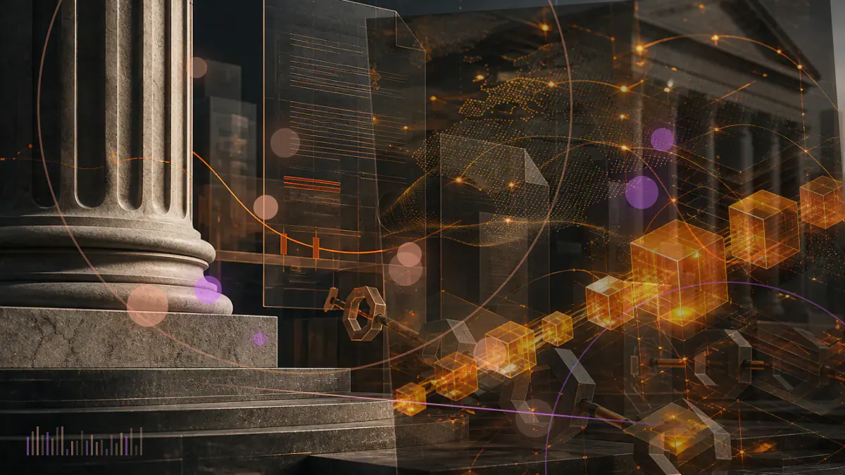 Conceptual illustration of cryptographic assets held inside a state-regulated trust custody framework