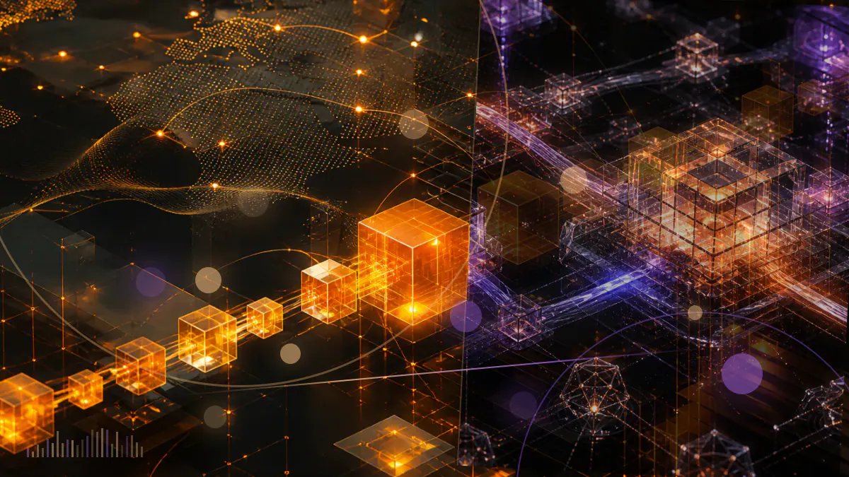 Conceptual illustration of a federal court complaint beside interconnected Kin token symbols
