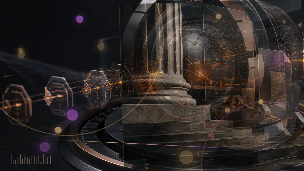 Conceptual illustration of a regulatory stop signal imposed over crypto-linked company shares and financial records
