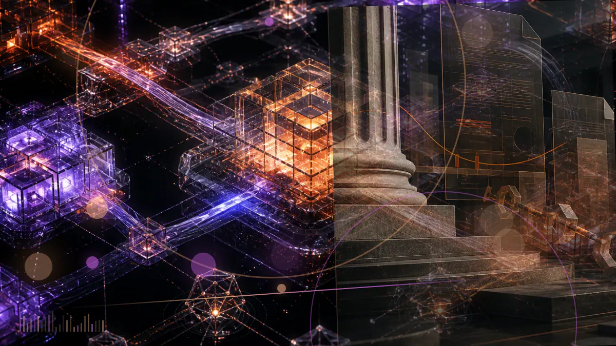 Conceptual illustration of a fractured Terra stablecoin network beneath a regulatory filing