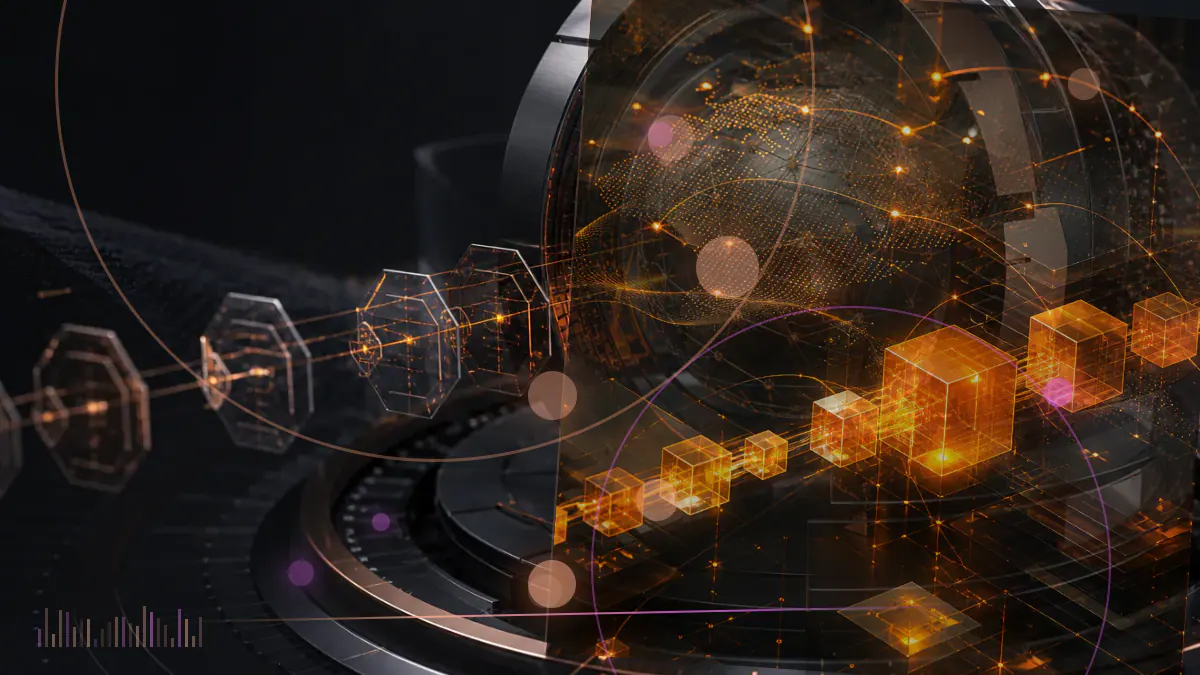 Conceptual illustration of tokenized stock certificates moving through permissioned blockchain liquidity pools beneath a regulatory framework