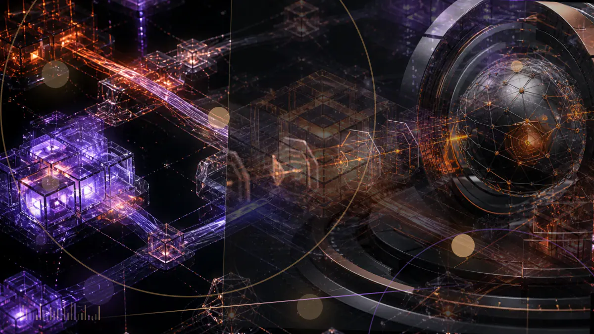 Conceptual illustration of digital tokens passing through regulatory files representing a brokerage platform and crypto investment fund