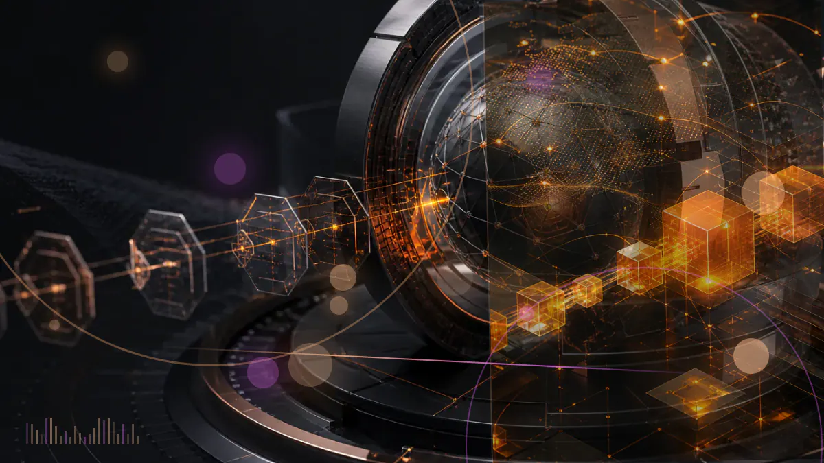 Conceptual illustration of a bitcoin-backed trust filing under regulatory review beside an exchange surveillance network