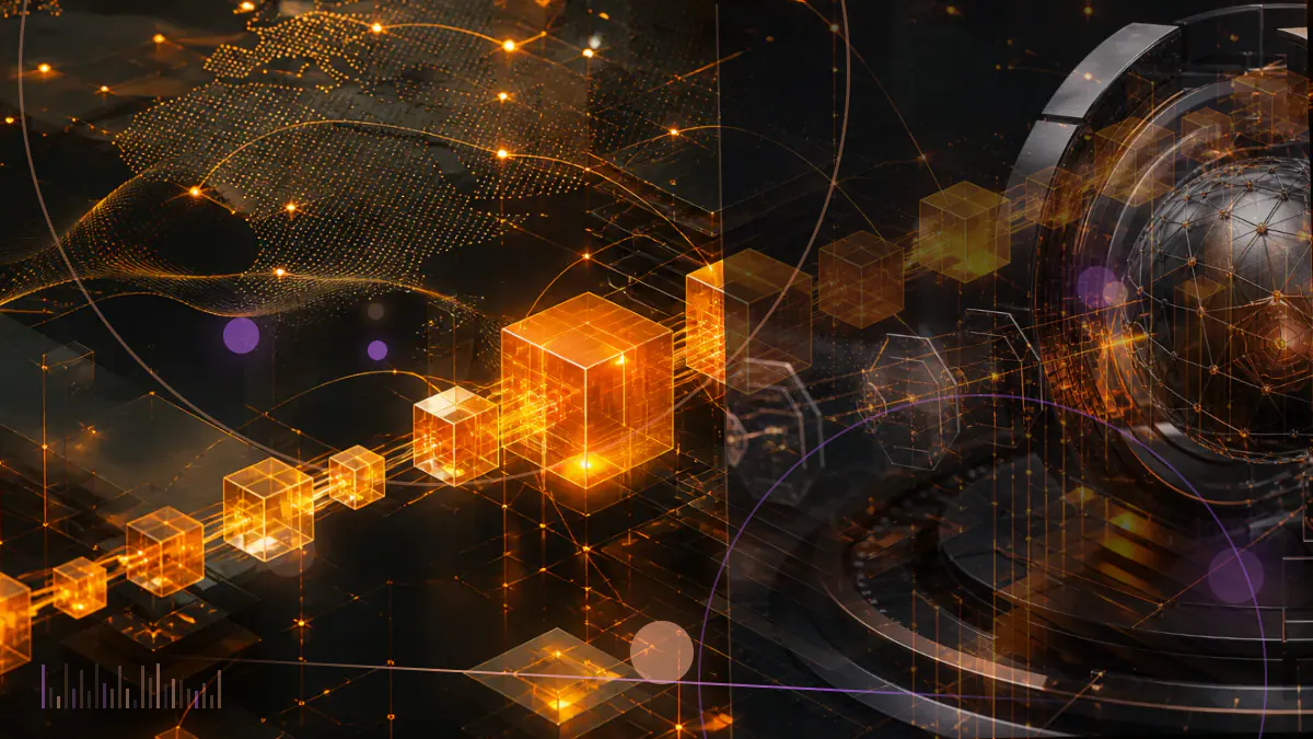 Conceptual illustration of an SEC regulatory ledger separating from a crypto wallet and decentralized blockchain network