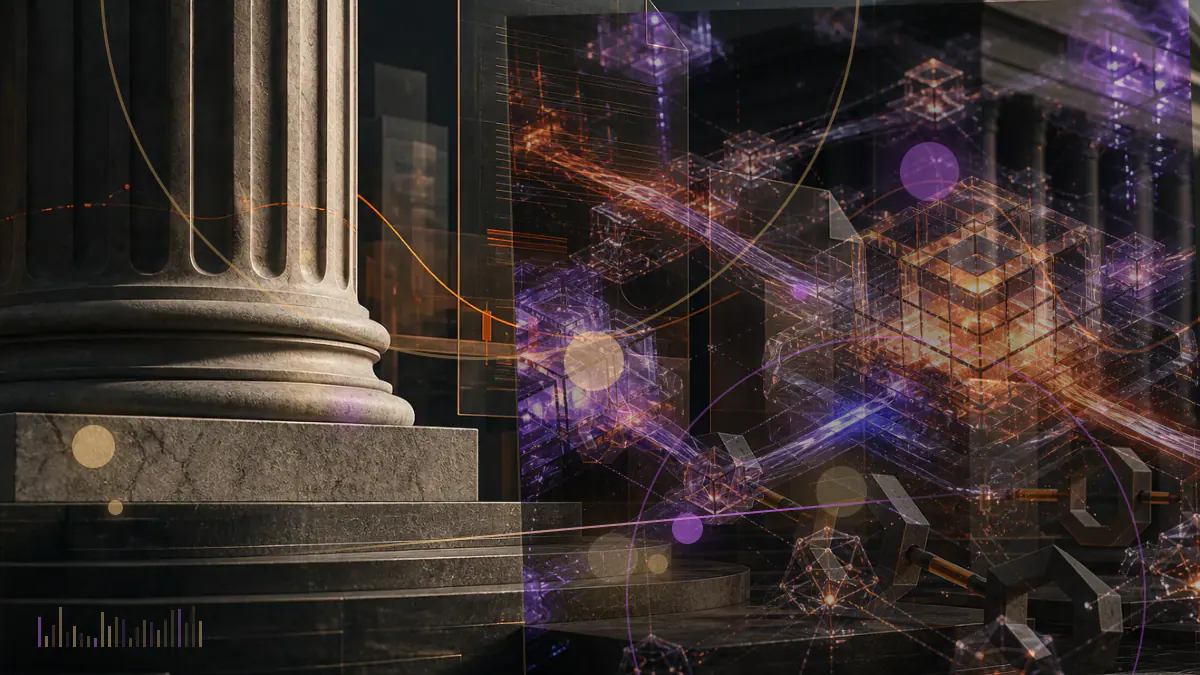 Conceptual illustration of a digital-asset vault positioned between Wyoming state oversight and a federal regulatory boundary