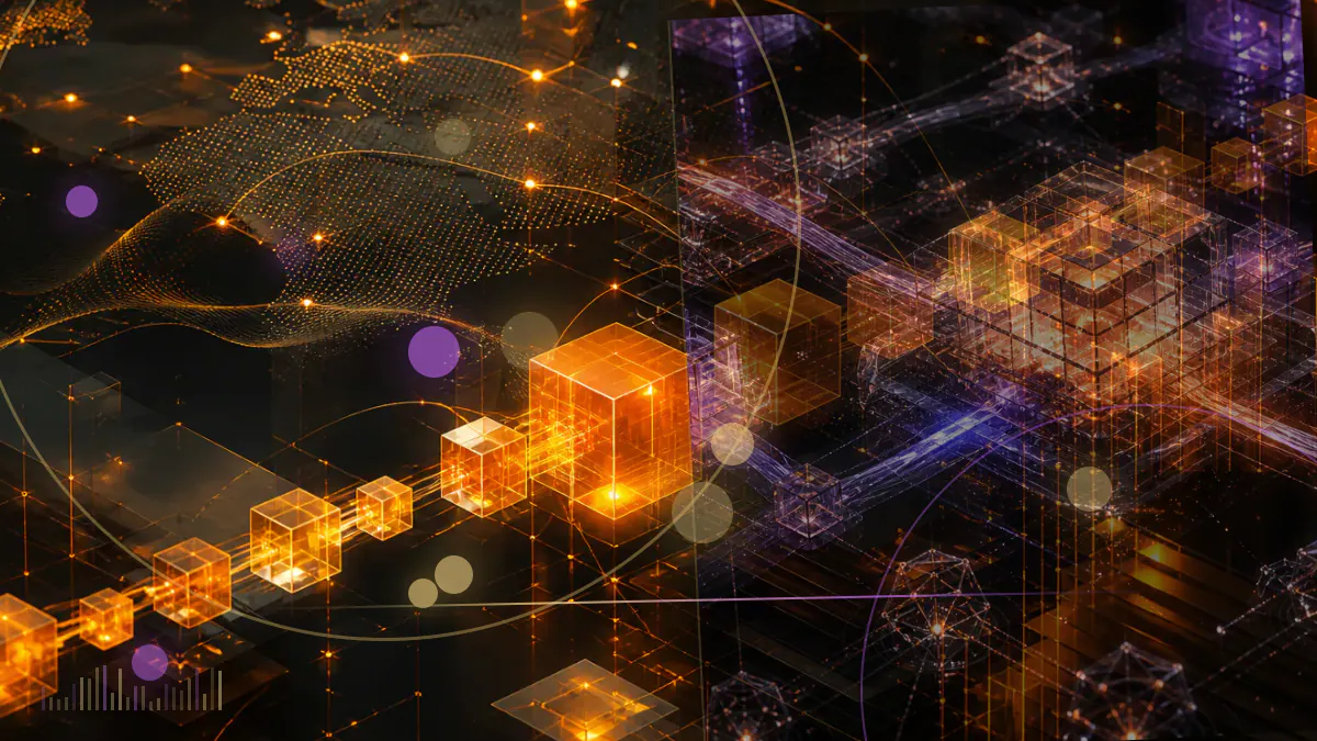 Conceptual illustration of a Senate amendment separating a digital-asset exchange ledger from blockchain validators, wallet software and protocol code