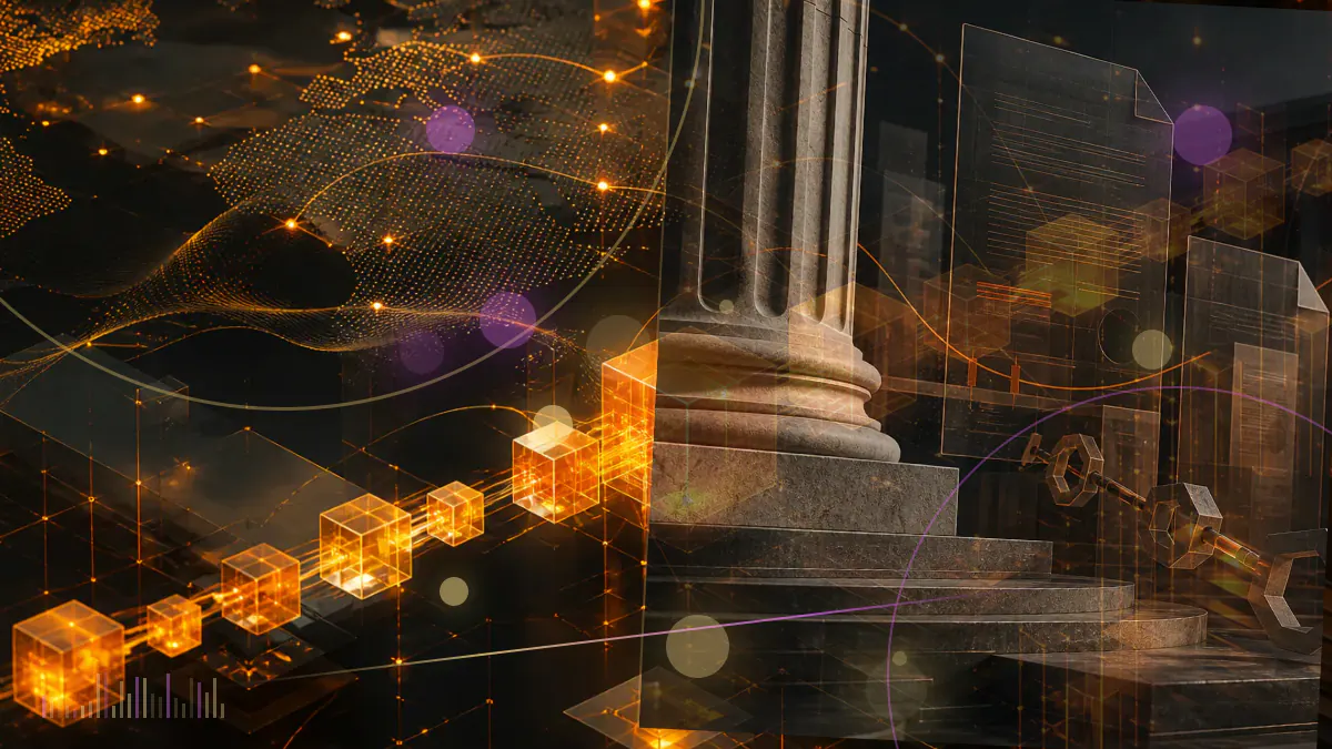Conceptual illustration of an Ethereum treasury connecting public equity financing with proof-of-stake infrastructure