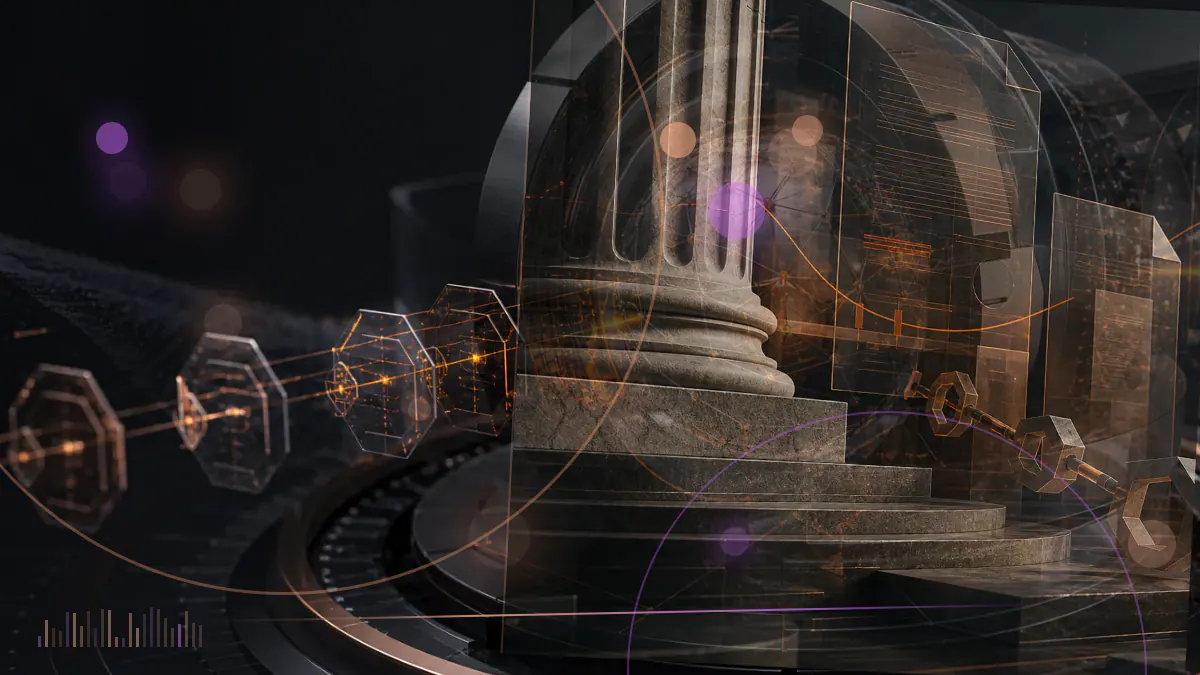 Conceptual illustration of a bank settlement network shutting down as digital-asset transaction lines disconnect