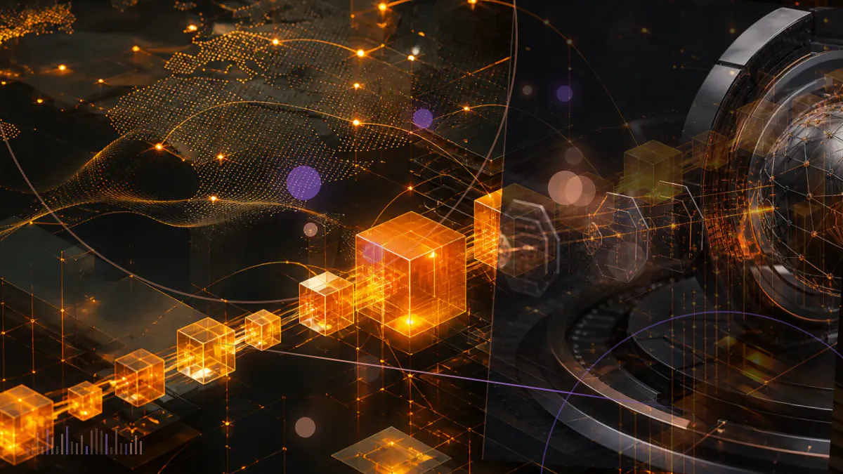 Conceptual illustration of a euro-denominated digital token connecting a bank ledger, the Ethereum network and a cryptocurrency exchange
